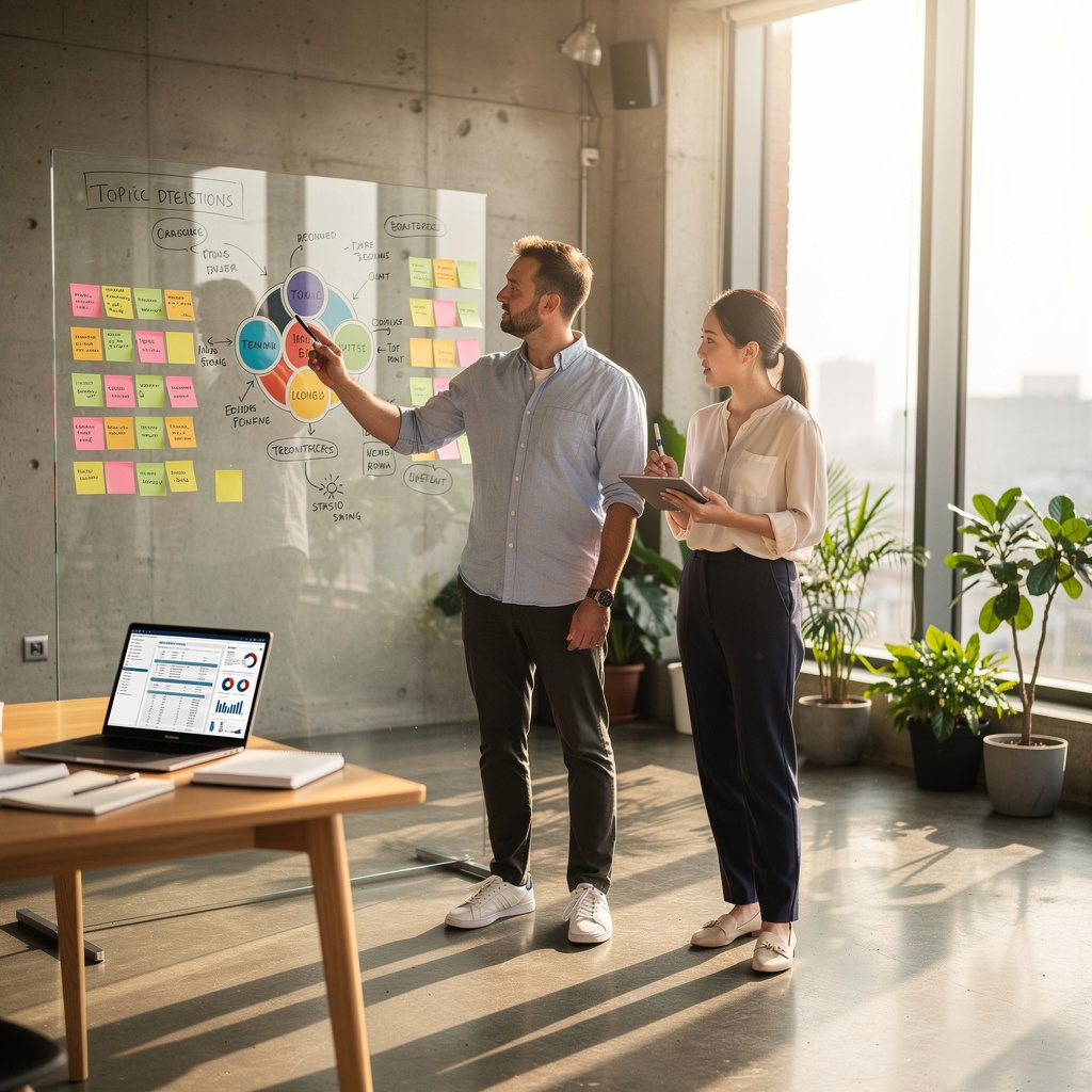 Sesión de planificación de contenidos con profesionales